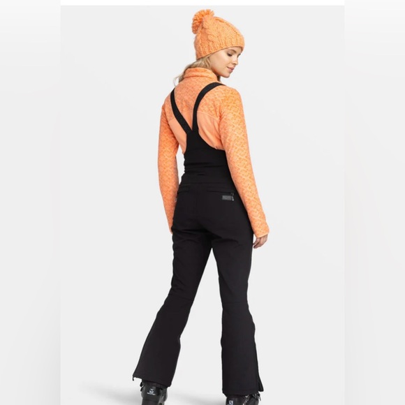 Roxy Black Summit Bib Snow Pants with Sparkle Accent Straps - Picture 1 of 16
